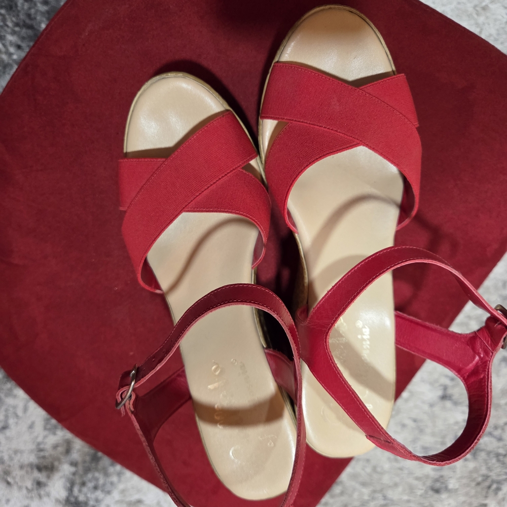 Callisto Red Cross-Strap Sandals
